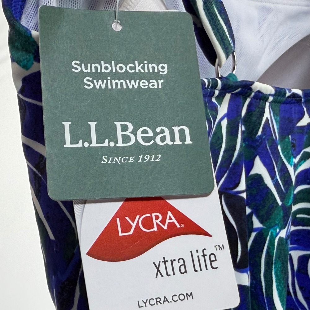 LL Bean Swimsuit Women Size 4 Blue Tropical One Piece Sunblocking UPF 50 Coastal - Picture 6 of 9